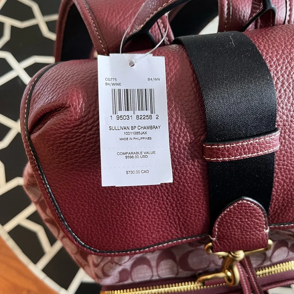 Coach Wine Sullivan Backpack In Signature Chambray